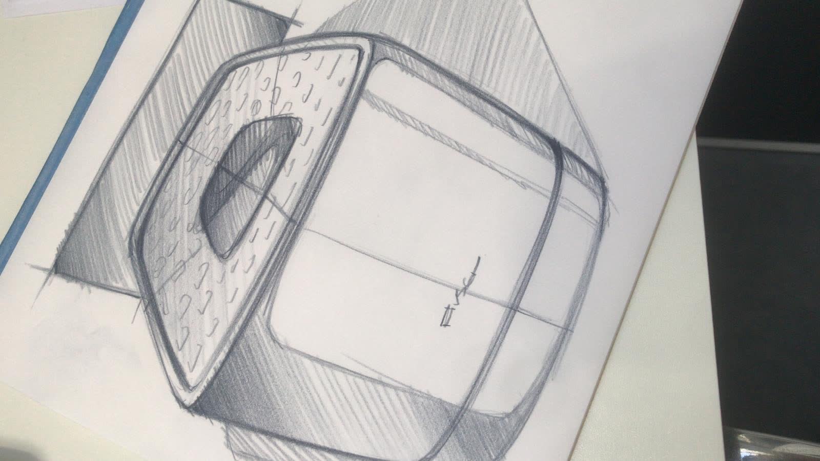 Speaker Skizze Bleistift — Top-Ansicht mit Gitter
