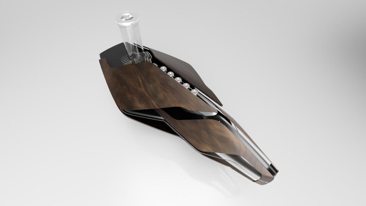 V-Sculpture CGI — Nussbaumholz Variante