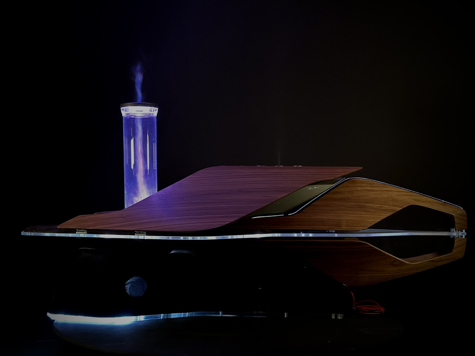 FIVSEN V-Sculpture — blaues LED, Seitenansicht
